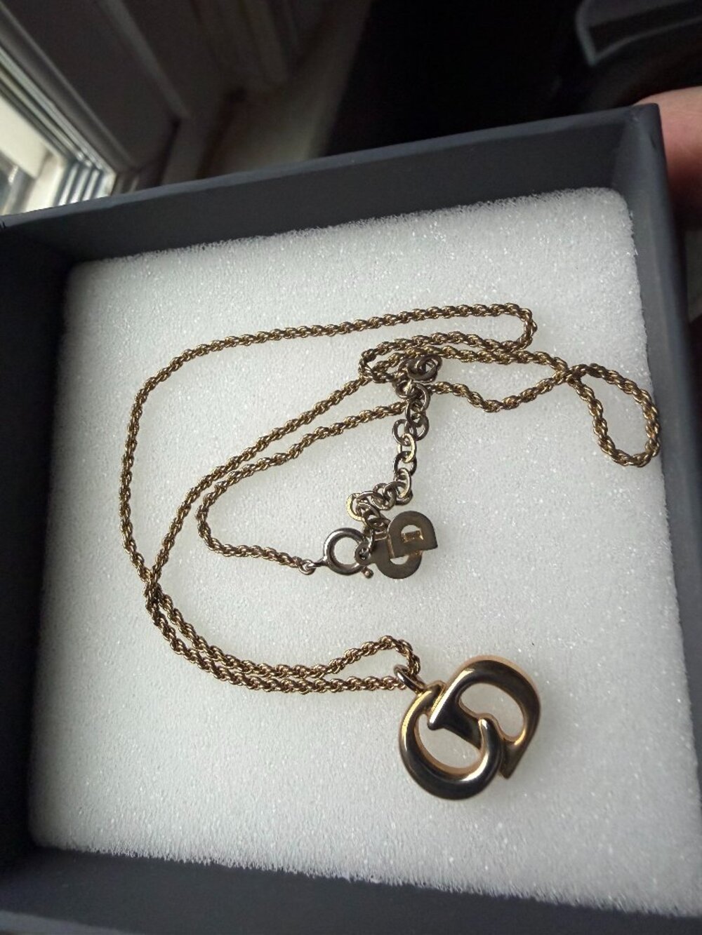 Christian Dior Gold Plated CD necklace 17"